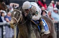 Margie’s Intention closes to win a wet Black-Eyed Susan