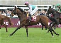 10 October 03: Workforce (no. 13), ridden by Ryan Moore and trained by Sir Michael Stoute, wins the group 1 Prix de l'Arc de Triomphe for three year olds and upward at Longchamp Racecourse in Paris, France. (Bob Mayberger/Eclipse Sportswire)