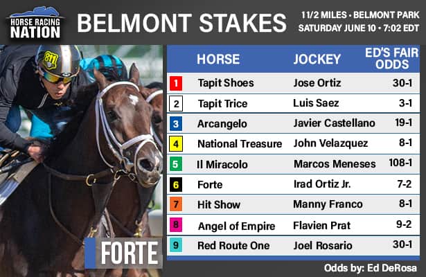 Belmont fair odds: Tapit Trice is most likely; Hit Show is the play