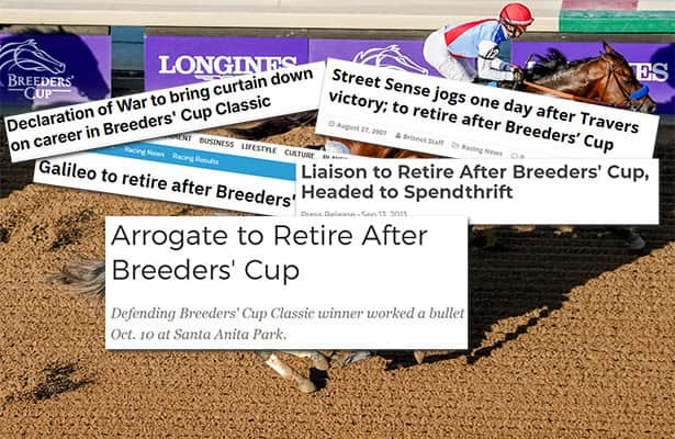 DeRosa’s pre-Breeders’ Cup retirement announcement hypothesis