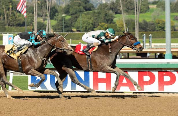 Baffert's Faiza holds off Pride of the Nile to win Las Virgenes