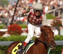 Funny Cide and Jose Santos capture the 2003 Kentucky Derby