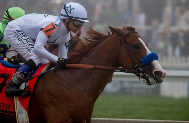 Justify draws No. 1 post for Triple try in Belmont Stakes