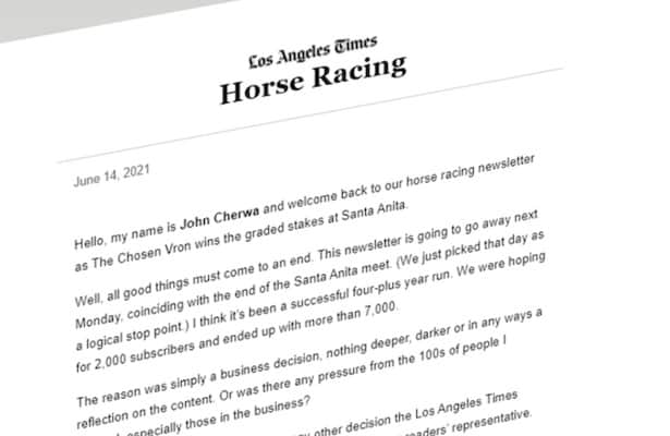 Horse racing newsletter: Monday racing at Santa Anita - Los Angeles Times