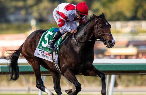 Omaha Beach wins Santa Anita’s Malibu Stakes under wraps