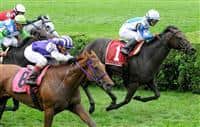 Javier Castellano and Salve Germania (outside) blow past Rutherienne to capture the 2009 Ballston Spa (G2)
