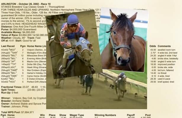 Report: 2002 Breeders’ Cup Classic winner Volpoini dies at 27