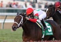 
Mary's Follies with Kent Desormeaux (red cap) wins The Mrs. Revere (grII) at Churchill Downs. 11.14.2009 